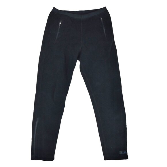 REI Fleece Soft Pants Base Layer Adjustable Ankle Zippered Pockets Black Women L - Picture 1 of 10